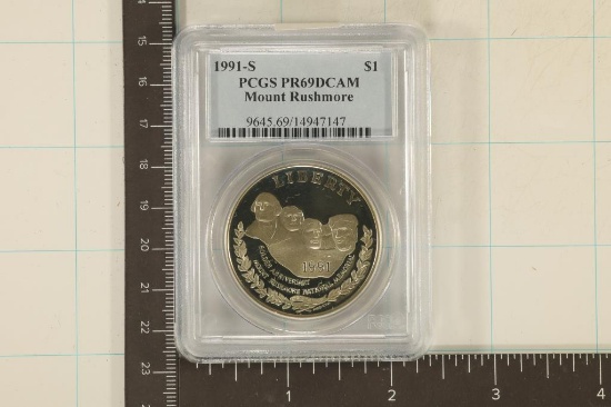 1991-S MT. RUSHMORE US SILVER DOLLAR PCGS PR69