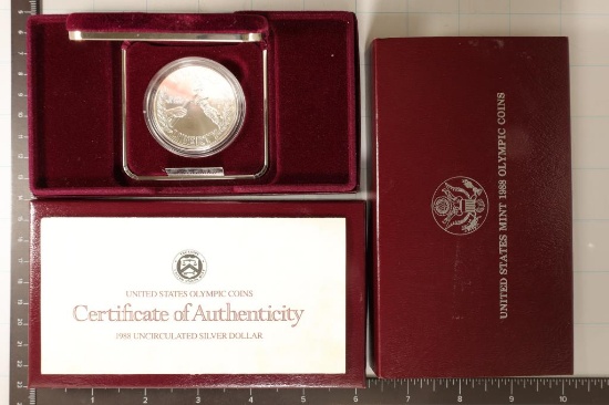 1988-D UNC OLYMPIAD US SILVER DOLLAR WITH