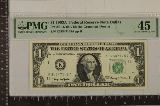 1963-A US $1 FRN PMG CHOICE EXTRA FINE 45 FR#1901K
