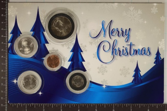 2013-P US 5 COIN UNC SET IN CHRISTMAS CARD WITH