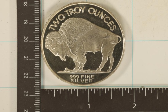 2 TROY OZ. OF .999 FINE SILVER PROOF ROUND WITH A