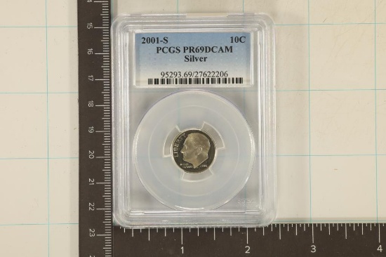 2001-S SILVER ROOSEVELT DIME PCGS PR69 DCAM
