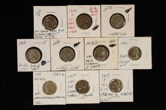 10 ERROR JEFFERSON NICKELS: 1940-1948: