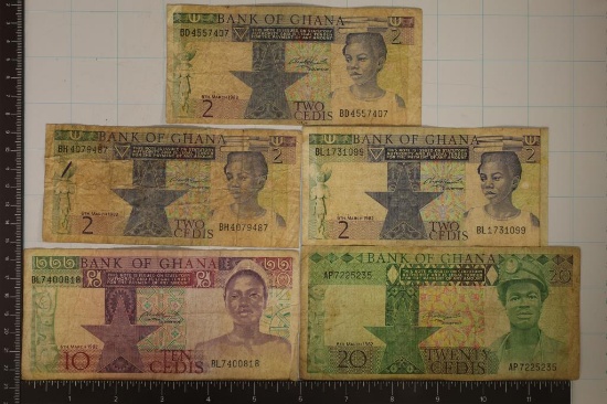 5-1982 BANK OF GHANA BILLS: 3-2 CEDIS, 1-10 CEDIS