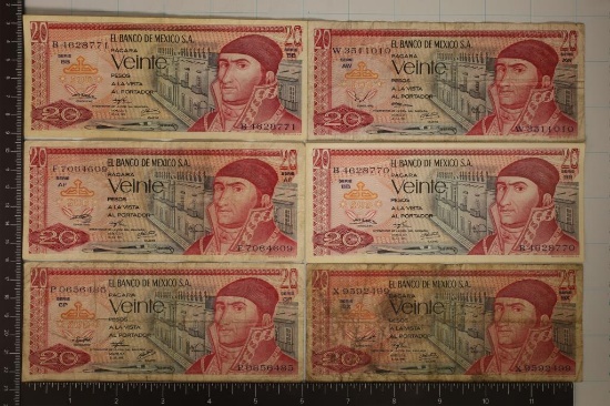 4-1973 & 2-1976 MEXICO 20 PESO BILLS