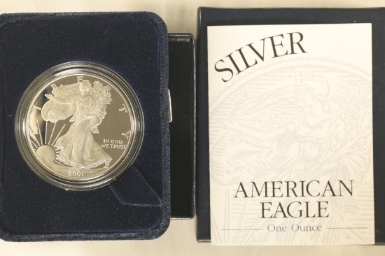 2001-W PROOF AMERICAN SILVER EAGLE WITH CERT.
