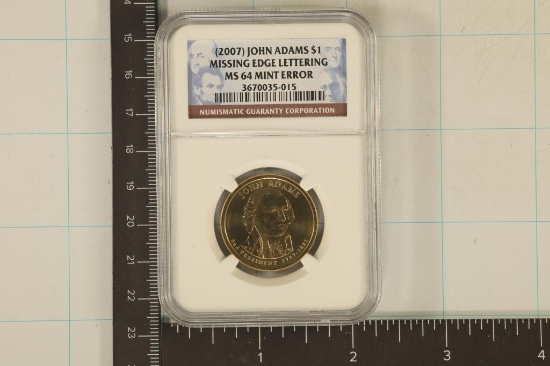 ERROR 2007 JOHN ADAMS PRESIDENTIAL DOLLAR NGC