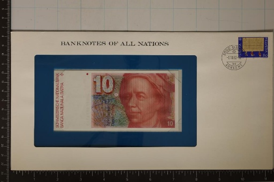 BANK NOTES OF ALL NATIONS SWITZERLAND 10 FRANCS