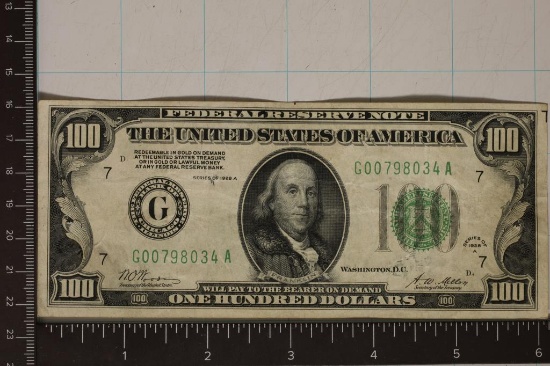 1928-A US $100 REDEEMABLE IN GOLD FRN GREEN SEAL