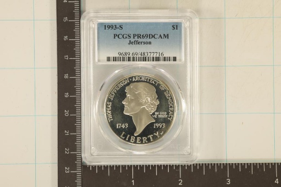 1993-S JEFFERSON US SILVER DOLLAR PCGS PR69 DCAM