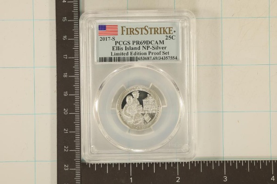 2017-S SILVER ELLIS ISLAND N.P. QUARTER PCGS PR69