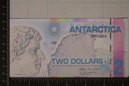2008 ANTARCTICA $2 CRISP UNC COLORIZED POLYMER