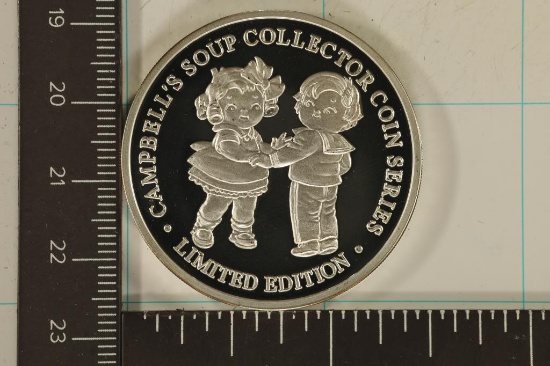 1 TROY OZ .999 FINE SILVER PF CAMPBELLS SOUP ROUND
