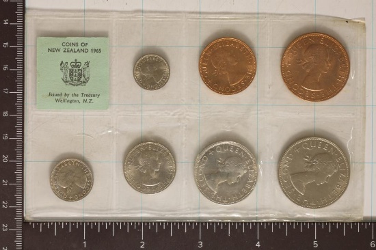 1965 COINS OF NEW ZEALAND 7 COIN UNC SET