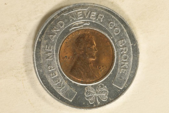 ENCASED 1953-D LINCOLN WHEAT CENT KEEP ME