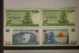 4 ZIMBABWE COLORIZED BILLS: 2-1983 $5 AND 2-1997-
