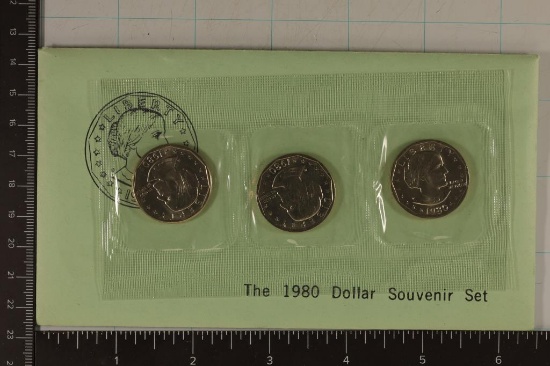 1980 SBA DOLLAR 3 COIN SOUVENIR P/D/S SET