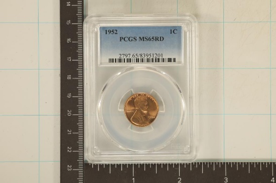 1952 LINCOLN WHEAT CENT PCGS MS65 RED