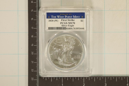 2020-W AMERICAN SILVER EAGLE PCGS MS70 WEST POINT