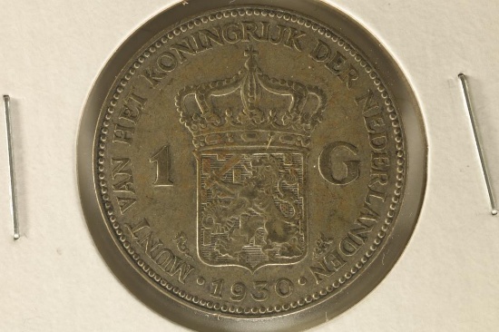 1930 NETHERLANDS SILVER 1 GULDEN .2315 OZ. ASW