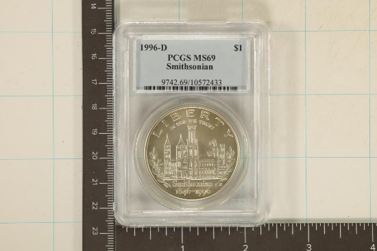 1996-D US SILVER DOLLAR SMITHSONIAN PCGS MS69