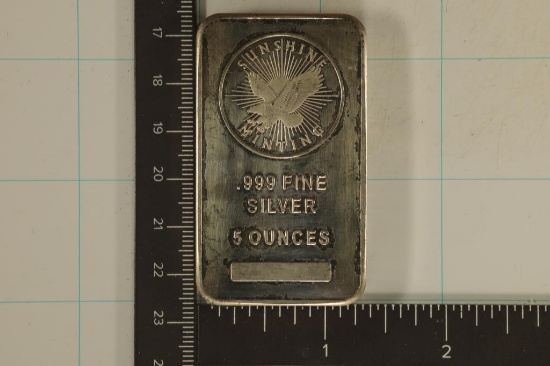5 TROY OZ .999 FINE SILVER PROOF INGOT FROM THE