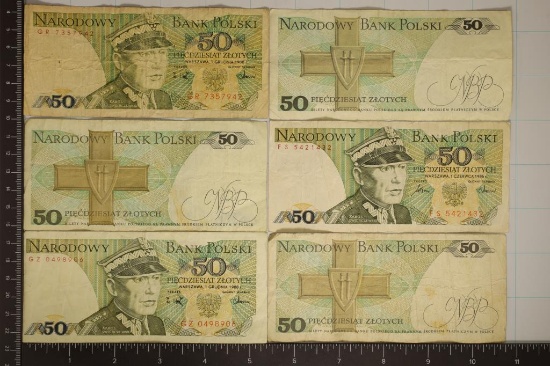 6-1988 POLAND 50 ZLOTYCH BILLS