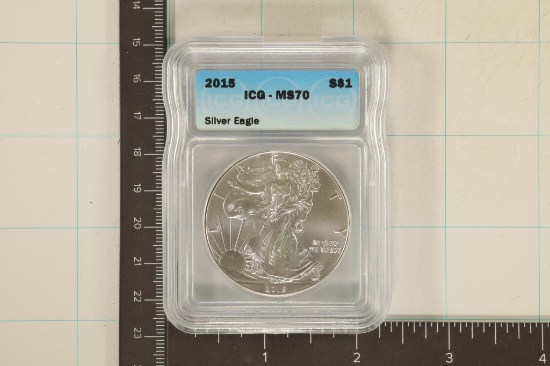 2015 AMERICAN SILVER EAGLE ICG MS70 1 OZ. SILVER