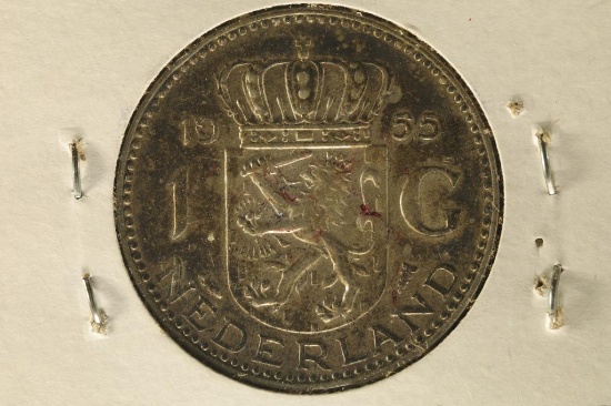 1955 NETHERLANDS SILVER 1 GULDEN .1505 OZ. ASW