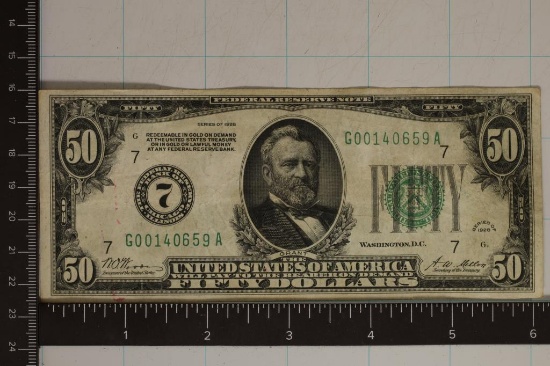1928-G US $50 FRN REDEEMABLE IN GOLD ON DEMAND
