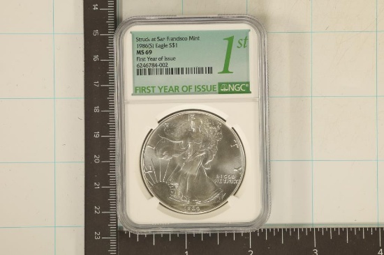 KEY DATE 1986-S AMERICAN SILVER EAGLE NGC MS69