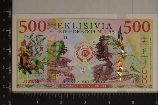 2016 EKLISIVIA 500 NULAS CU POLYMER COLORIZED BILL