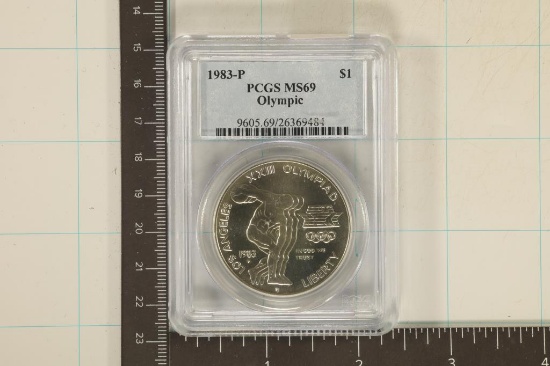 1983-S US SILVER DOLLAR OLYMPIC PCGS MS69