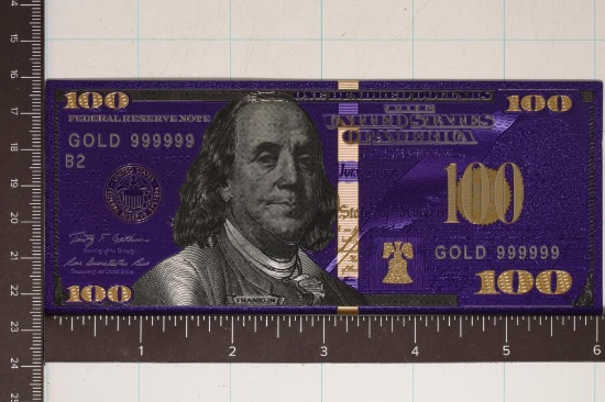 24KT GOLD FOIL REPLICA A 2009-A US $100 BILL BLUE