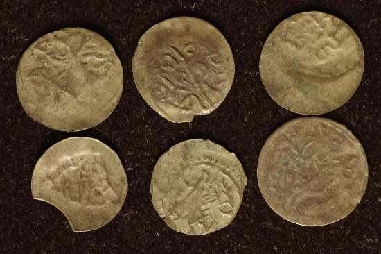 6 SILVER DIME SIZED OTTOMAN EMPIRE PARA COINS: