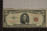 1963 US $5 RED SEAL NOTE