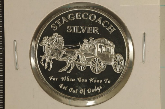 1 TROY OZ .999 FINE SILVER PF ROUND STAGECOACH