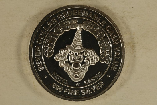 .8 OZ. PF SILVER CASINO TOKEN CIRCUS CIRCUS .999