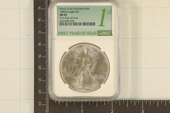 1986 (S) KEY DATE AMERICAN SILVER EAGLE NGC MS69