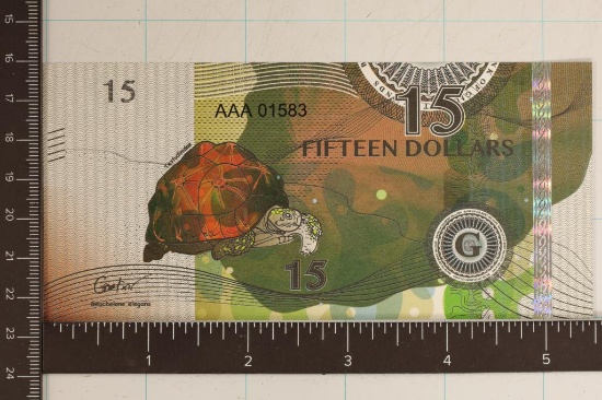 GILBERT ISLAND $15 CRISP UNC COLORIZED BILL