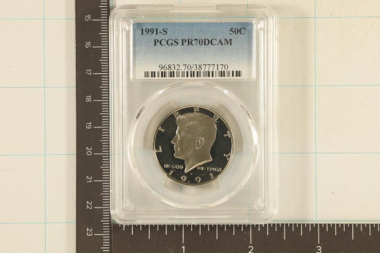 1991-S KENNEDY HALF DOLLAR PCGS PR70 DCAM
