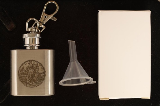 1 OZ. STAINLESS STEEL KEYCHAIN FLASK WITH STANDING