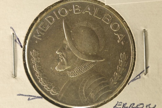ERROR 1966 PANAMA SILVER 1/2 BALBOA .1479 OZ. ASW