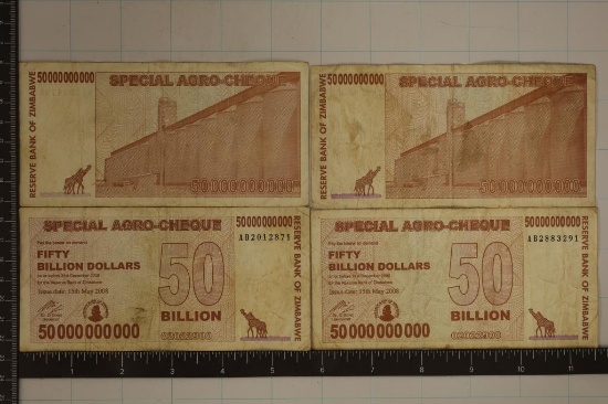 4-2008 ZIMBABWE 50 BILLION DOLLAR SPECIAL CHECK