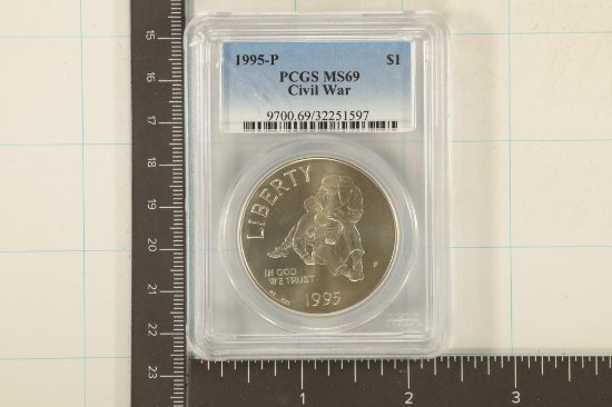 1995-P US CIVIL WAR SILVER DOLLAR PCGS MS69