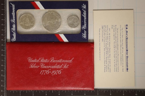 1976-S US SILVER 3 COIN BICENTENNIAL UNC SET