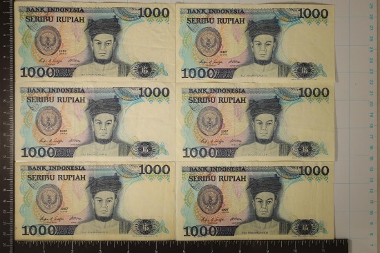 6-1987 INDONESIA 1000 RUPIAH COLORIZED BILLS