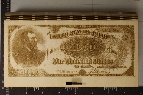 FOLDING WOODEN ENGRAVED CURRENCY GIFT BOX WITH
