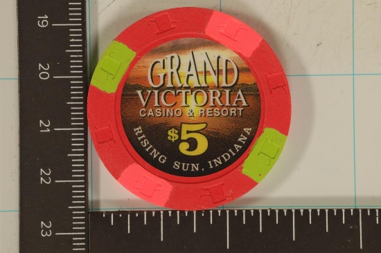 $5 GRAND VICTORIA CASINO CHIP RISING SUN INDIANA