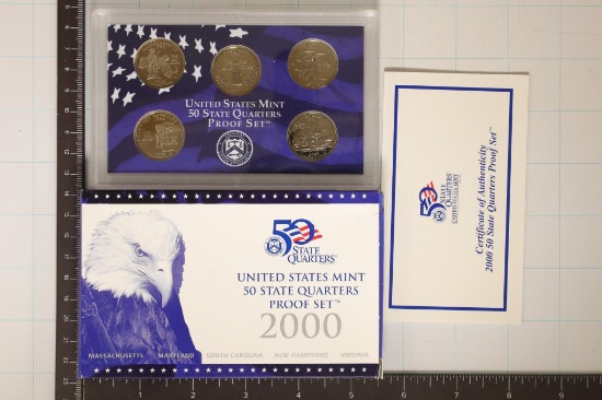 2000 US 50 STATE QUARTERS PROOF SET WITH BOX &